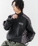 【BRKNHOME/ブロークンホーム】【身幅ゆったり ストレスフリーな着心地】袖総柄ライン 切り替え ナイロンジャケット ノームコア オーバーサイズ スタンドネック ビッグシルエット メンズライク ストリート ユニセックス