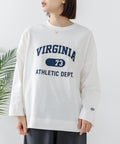 【DISCUS/ディスカス】【カレッジ調のブランドロゴプリントがアクセント】8分袖 ワイドシルエットTシャツ 綿100% カットソー ブランドロゴ カジュアル レイヤード アメカジ ストリート オフホワイト M ❘ジーンズメイト公式オンラインショップ