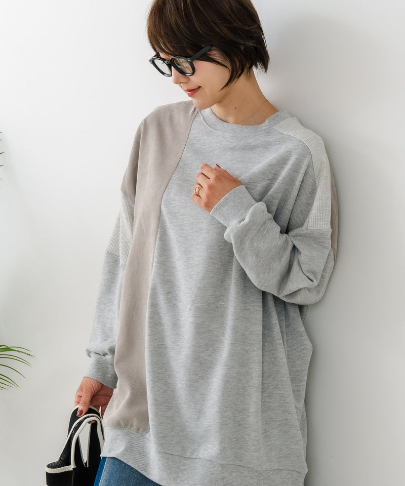 【C-FORT POINT/フォートポイント】コーデュロイ ワッフル 切り替え チュニック