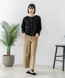 【C-FORTPOINT/フォートポイント】【袖裏と背裏に贅沢に別布をあしらいアクセントをプラス】バスク天竺クルーネックカーディガン 綿100% 柔らかい 肉厚感 ナチュラル カジュアル
