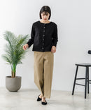 【C-FORTPOINT/フォートポイント】【袖裏と背裏に贅沢に別布をあしらいアクセントをプラス】バスク天竺クルーネックカーディガン 綿100% 柔らかい 肉厚感 ナチュラル カジュアル
