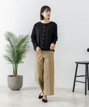 【C-FORTPOINT/フォートポイント】【袖裏と背裏に贅沢に別布をあしらいアクセントをプラス】バスク天竺クルーネックカーディガン 綿100% 柔らかい 肉厚感 ナチュラル カジュアル