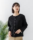 【C-FORTPOINT/フォートポイント】【袖裏と背裏に贅沢に別布をあしらいアクセントをプラス】バスク天竺クルーネックカーディガン 綿100% 柔らかい 肉厚感 ナチュラル カジュアル