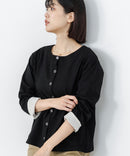 【C-FORTPOINT/フォートポイント】【袖裏と背裏に贅沢に別布をあしらいアクセントをプラス】バスク天竺クルーネックカーディガン 綿100% 柔らかい 肉厚感 ナチュラル カジュアル