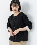 【C-FORTPOINT/フォートポイント】【袖裏と背裏に贅沢に別布をあしらいアクセントをプラス】バスク天竺クルーネックカーディガン 綿100% 柔らかい 肉厚感 ナチュラル カジュアル