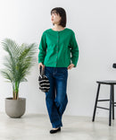 【C-FORTPOINT/フォートポイント】【袖裏と背裏に贅沢に別布をあしらいアクセントをプラス】バスク天竺クルーネックカーディガン 綿100% 柔らかい 肉厚感 ナチュラル カジュアル