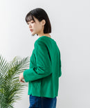 【C-FORTPOINT/フォートポイント】【袖裏と背裏に贅沢に別布をあしらいアクセントをプラス】バスク天竺クルーネックカーディガン 綿100% 柔らかい 肉厚感 ナチュラル カジュアル