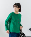 【C-FORTPOINT/フォートポイント】【袖裏と背裏に贅沢に別布をあしらいアクセントをプラス】バスク天竺クルーネックカーディガン 綿100% 柔らかい 肉厚感 ナチュラル カジュアル