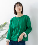 【C-FORTPOINT/フォートポイント】【袖裏と背裏に贅沢に別布をあしらいアクセントをプラス】バスク天竺クルーネックカーディガン 綿100% 柔らかい 肉厚感 ナチュラル カジュアル
