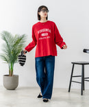 【DISCUS/ディスカス】【カレッジ調のブランドロゴプリントがアクセント】8分袖 ワイドシルエットTシャツ 綿100% カットソー ブランドロゴ カジュアル レイヤード アメカジ ストリート ❘ジーンズメイト公式オンラインショップ