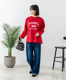 【DISCUS/ディスカス】【カレッジ調のブランドロゴプリントがアクセント】8分袖 ワイドシルエットTシャツ 綿100% カットソー ブランドロゴ カジュアル レイヤード アメカジ ストリート ❘ジーンズメイト公式オンラインショップ