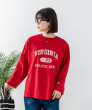 【DISCUS/ディスカス】【カレッジ調のブランドロゴプリントがアクセント】8分袖 ワイドシルエットTシャツ 綿100% カットソー ブランドロゴ カジュアル レイヤード アメカジ ストリート ❘ジーンズメイト公式オンラインショップ