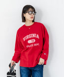 【DISCUS/ディスカス】【カレッジ調のブランドロゴプリントがアクセント】8分袖 ワイドシルエットTシャツ 綿100% カットソー ブランドロゴ カジュアル レイヤード アメカジ ストリート ❘ジーンズメイト公式オンラインショップ
