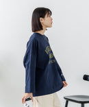 【DISCUS/ディスカス】【カレッジ調のブランドロゴプリントがアクセント】8分袖 ワイドシルエットTシャツ 綿100% カットソー ブランドロゴ カジュアル レイヤード アメカジ ストリート ❘ジーンズメイト公式オンラインショップ