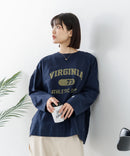 【DISCUS/ディスカス】【カレッジ調のブランドロゴプリントがアクセント】8分袖 ワイドシルエットTシャツ 綿100% カットソー ブランドロゴ カジュアル レイヤード アメカジ ストリート ❘ジーンズメイト公式オンラインショップ