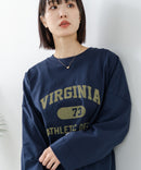 【DISCUS/ディスカス】【カレッジ調のブランドロゴプリントがアクセント】8分袖 ワイドシルエットTシャツ 綿100% カットソー ブランドロゴ カジュアル レイヤード アメカジ ストリート ❘ジーンズメイト公式オンラインショップ