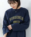 【DISCUS/ディスカス】【カレッジ調のブランドロゴプリントがアクセント】8分袖 ワイドシルエットTシャツ 綿100% カットソー ブランドロゴ カジュアル レイヤード アメカジ ストリート ❘ジーンズメイト公式オンラインショップ