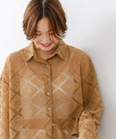 【C-FORT POINT/フォートポイント】ダイヤ柄 レースクロップドシャツ ❘ジーンズメイト公式オンラインショップ