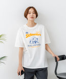 【C-FORT POINT/フォートポイント】【ゆったりルーズシルエット】フレンチブルドッグ×カレッジ風ロゴTシャツ フレブル 犬好き 古着風 ヴィンテージ風 おしゃれ 可愛い
