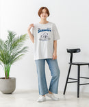 【C-FORT POINT/フォートポイント】【ゆったりルーズシルエット】フレンチブルドッグ×カレッジ風ロゴTシャツ フレブル 犬好き 古着風 ヴィンテージ風 おしゃれ 可愛い