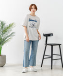 【C-FORT POINT/フォートポイント】【ゆったりルーズシルエット】フレンチブルドッグ×カレッジ風ロゴTシャツ フレブル 犬好き 古着風 ヴィンテージ風 おしゃれ 可愛い