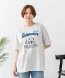 【C-FORT POINT/フォートポイント】【ゆったりルーズシルエット】フレンチブルドッグ×カレッジ風ロゴTシャツ フレブル 犬好き 古着風 ヴィンテージ風 おしゃれ 可愛い
