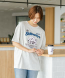 【C-FORT POINT/フォートポイント】【ゆったりルーズシルエット】フレンチブルドッグ×カレッジ風ロゴTシャツ フレブル 犬好き 古着風 ヴィンテージ風 おしゃれ 可愛い
