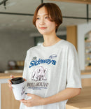 【C-FORT POINT/フォートポイント】【ゆったりルーズシルエット】フレンチブルドッグ×カレッジ風ロゴTシャツ フレブル 犬好き 古着風 ヴィンテージ風 おしゃれ 可愛い