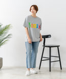 【C-FORT POINT/フォートポイント】カラフルロゴプリント ワイドシルエットTシャツ 韓国ファッション 部屋着 ワンマイル 春夏 ゆったり 綿100% ❘ジーンズメイト公式オンラインショップ