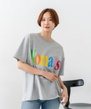 【C-FORT POINT/フォートポイント】カラフルロゴプリント ワイドシルエットTシャツ 韓国ファッション 部屋着 ワンマイル 春夏 ゆったり 綿100% ❘ジーンズメイト公式オンラインショップ