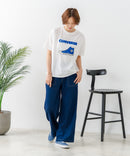 【C-FORT POINT/フォートポイント】ニットデニム ベイカーワイドパンツ デニム風 ストレッチ 柔らかい 楽パン ウエストゴム 大人カジュアル デイリー 公園 ワンマイルウェア