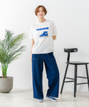 【C-FORT POINT/フォートポイント】ニットデニム ベイカーワイドパンツ デニム風 ストレッチ 柔らかい 楽パン ウエストゴム 大人カジュアル デイリー 公園 ワンマイルウェア