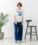 【C-FORT POINT/フォートポイント】ニットデニム ベイカーワイドパンツ デニム風 ストレッチ 柔らかい 楽パン ウエストゴム 大人カジュアル デイリー 公園 ワンマイルウェア