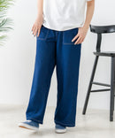 【C-FORT POINT/フォートポイント】ニットデニム ベイカーワイドパンツ デニム風 ストレッチ 柔らかい 楽パン ウエストゴム 大人カジュアル デイリー 公園 ワンマイルウェア