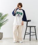 【C-FORT POINT/フォートポイント】フレンチブルドッグプリント ラグランＴ 犬好き フレブル アニマル グラフィック バイカラー 配色 古着女子 ストリート ❘ジーンズメイト公式オンラインショップ