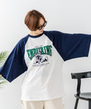 【C-FORT POINT/フォートポイント】フレンチブルドッグプリント ラグランＴ 犬好き フレブル アニマル グラフィック バイカラー 配色 古着女子 ストリート ❘ジーンズメイト公式オンラインショップ