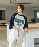 【C-FORT POINT/フォートポイント】フレンチブルドッグプリント ラグランＴ 犬好き フレブル アニマル グラフィック バイカラー 配色 古着女子 ストリート ❘ジーンズメイト公式オンラインショップ