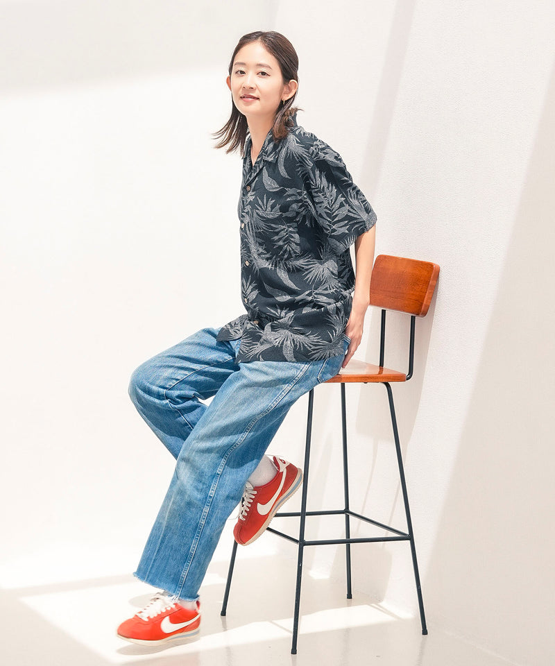 レーヨン 総柄プリント シャツ アロハ 接触冷感 レーヨン100％