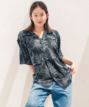 レーヨン 総柄プリント シャツ アロハ 接触冷感 レーヨン100％【BLUE STANDARD/ブルースタンダード】