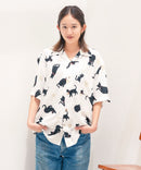 レーヨン 総柄プリント シャツ アロハ 接触冷感 レーヨン100％【BLUE STANDARD/ブルースタンダード】