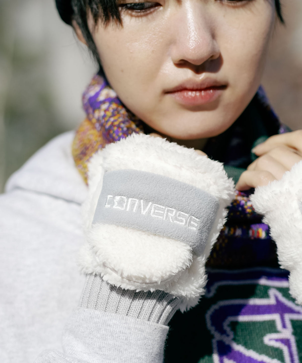 CONVERSE/コンバース】フリースバンド ボアグローブ ミトン