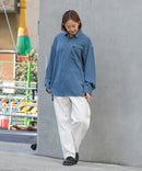 【UNIIT × RED CAP GIRL】 ナチュラルストレッチ バルーンスリーブ ルーズシルエット バック刺繍シャツ