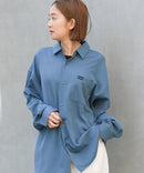 【UNIIT × RED CAP GIRL】 ナチュラルストレッチ バルーンスリーブ ルーズシルエット バック刺繍シャツ