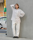 【UNIIT × RED CAP GIRL】 ナチュラルストレッチ バルーンスリーブ ルーズシルエット バック刺繍シャツ