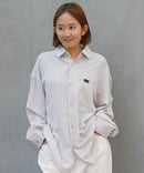 【UNIIT × RED CAP GIRL】 ナチュラルストレッチ バルーンスリーブ ルーズシルエット バック刺繍シャツ