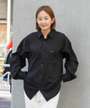 【UNIIT × RED CAP GIRL】 ナチュラルストレッチ バルーンスリーブ ルーズシルエット バック刺繍シャツ