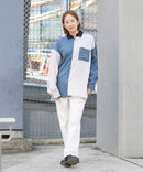 【UNIIT × RED CAP GIRL】 ナチュラルストレッチ バルーンスリーブ ルーズシルエット バック刺繍シャツ