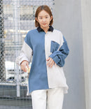 【UNIIT × RED CAP GIRL】 ナチュラルストレッチ バルーンスリーブ ルーズシルエット バック刺繍シャツ