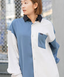 【UNIIT × RED CAP GIRL】 ナチュラルストレッチ バルーンスリーブ ルーズシルエット バック刺繍シャツ