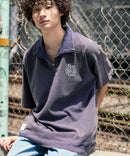 VNTG 1/4ZIP TOP シャツ 半袖 ワンポイント ハーフジップ パウダーブリーチ【BEN DAVIS/ベンデイビス）】